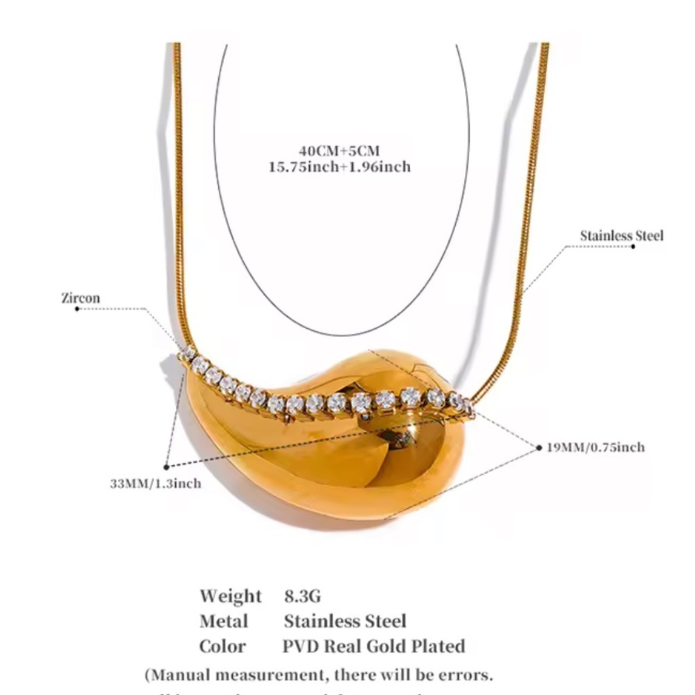 PVD Real Gold Plated Modern Twist Necklace – Stainless Steel, Zircon Detail - Picture 6 of 13